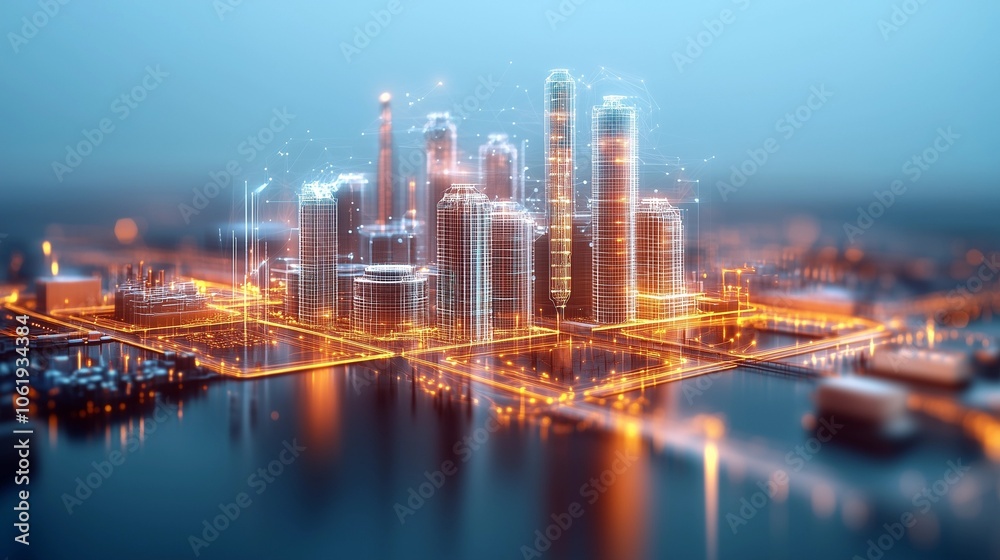 Obraz premium Smart City of the Future: Advanced Technology, Urban Networks, and Connected Living for Modern City Infrastructure and Sustainable Growth