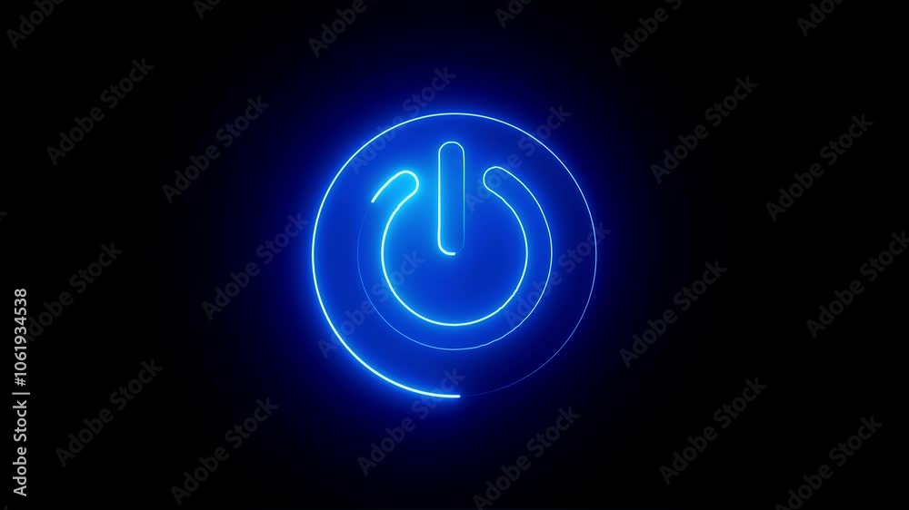 Neon Power Button animated icon on dark background. Glowing animated ...