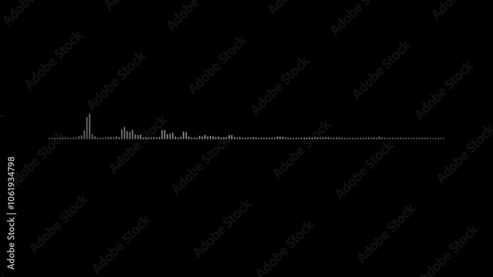 white video footage of audio visualizer on black background. Abstract music waves oscillation. Futuristic sound wave visualization. wave form Audio. Isolated on transparent background.
