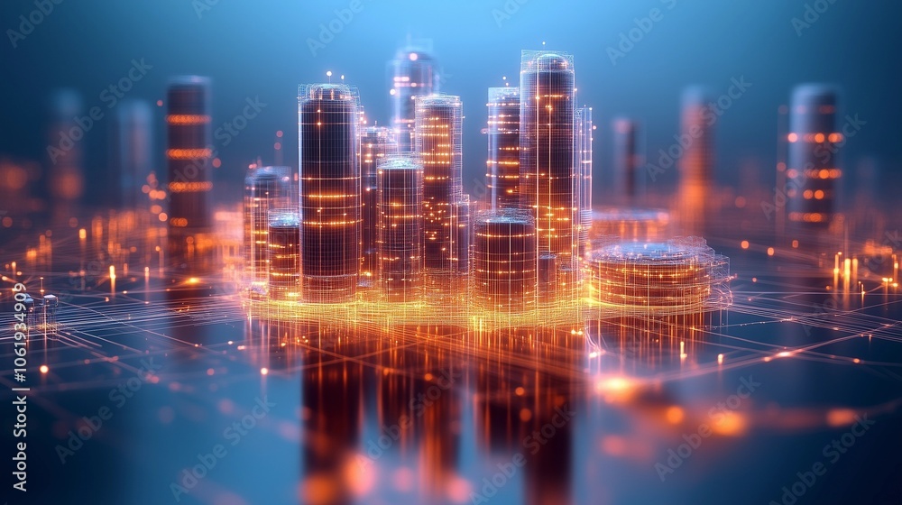 Obraz premium Smart City of the Future: Advanced Technology, Urban Networks, and Connected Living for Modern City Infrastructure and Sustainable Growth