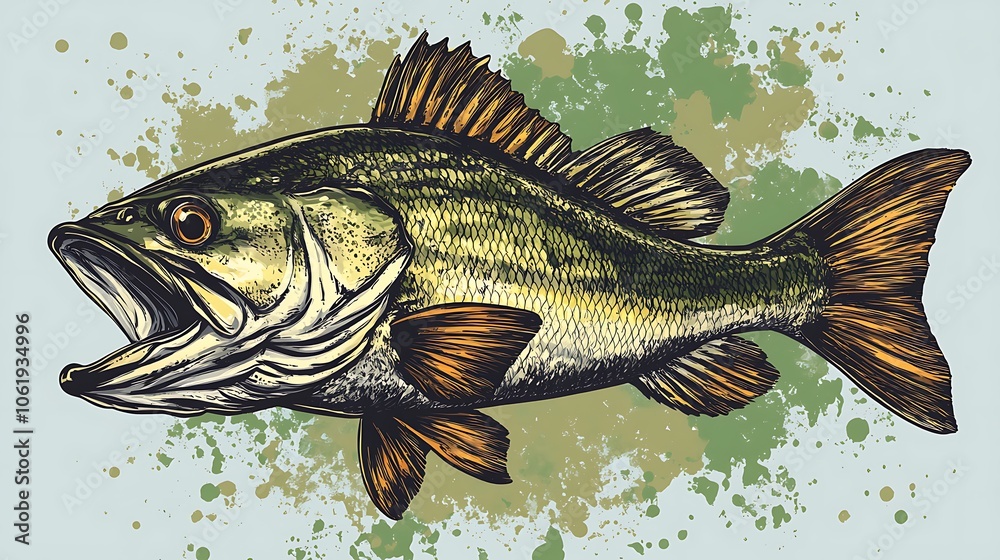 Fun big bass fish cartoon vector for fishing fans image Fun big bass fish cartoon vector for fishing fans image