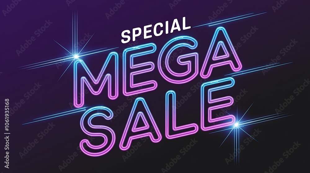 Obraz premium Neon Sign with the Words Special Mega Sale