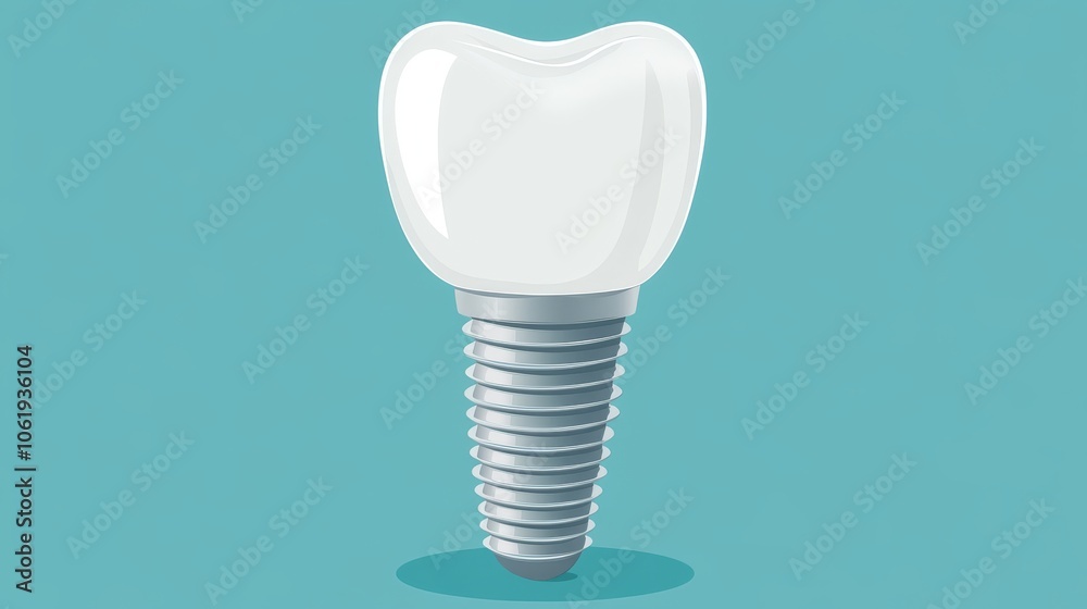 Vector dental implant showcasing modern orthopedic treatment on a blue background. Vector dental implant showcasing modern orthopedic treatment on a blue background.