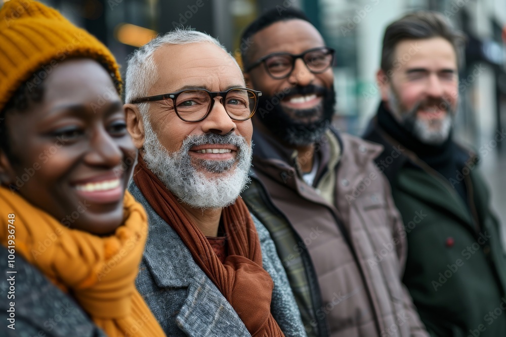 Group of diverse multiethnic friends standing together in the street. Group of diverse multiethnic friends standing together in the street.