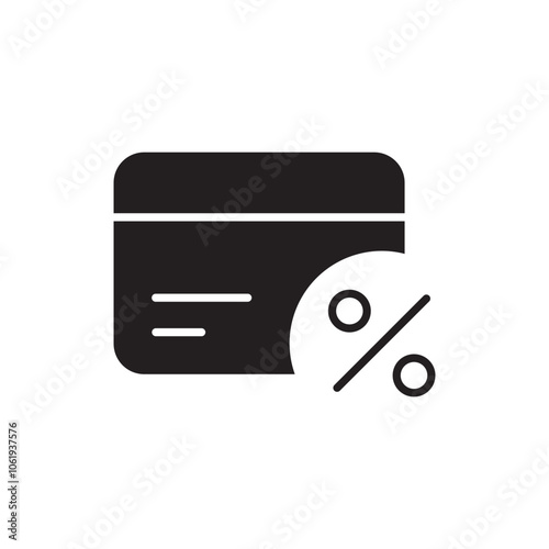 Interest Rate Icon Featuring Credit Card with Percentage Sign, Representing Credit Card Interest Rates, Financial Costs, and Loan Terms
