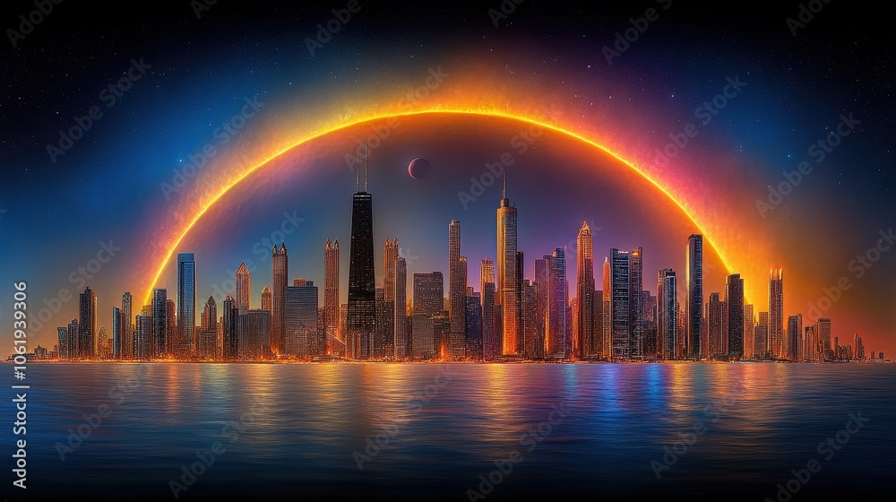 Futuristic cityscape mural with glowing neon graffiti, cyberpunk atmosphere, otherworldly colors Futuristic cityscape mural with glowing neon graffiti, cyberpunk atmosphere, otherworldly colors