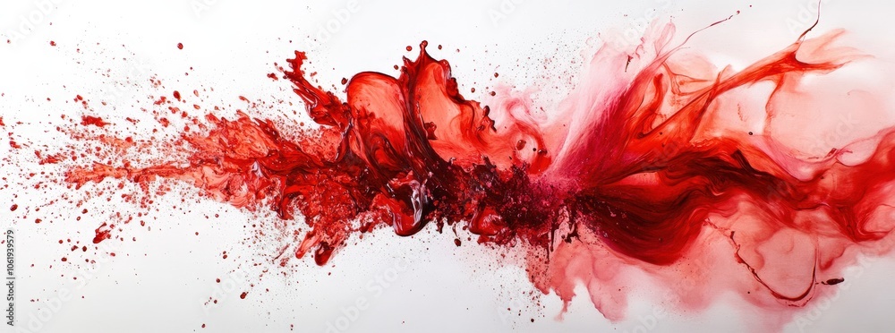 Vibrant red paint splash on white background Vibrant red paint splash on white background