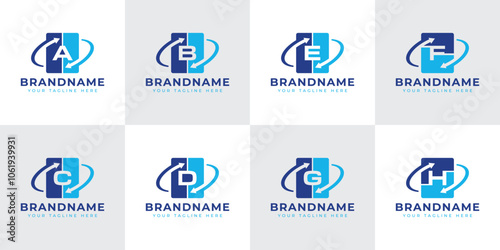 Letter A B C D E F G H Exchange Logo Set, representing movement, connectivity, and adaptability