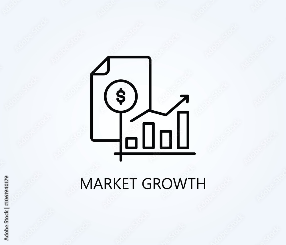 Market Growth Vector, Icon Or Logo Sign Symbol Illustration Market Growth Vector, Icon Or Logo Sign Symbol Illustration