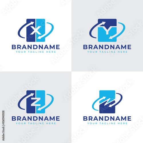 Letter X Y Z N Exchange Logo Set, representing movement, connectivity, and adaptability