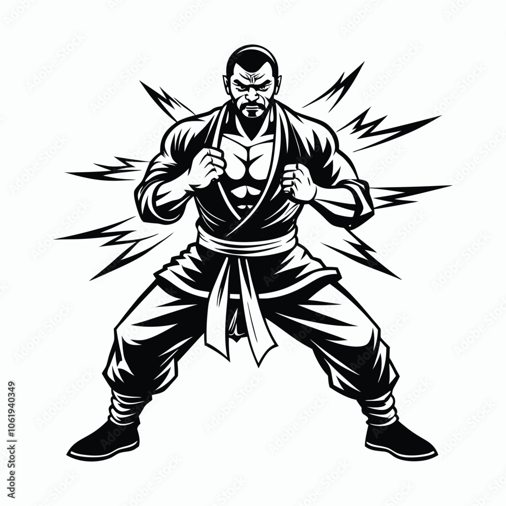 Fototapeta premium kung fu man on white background