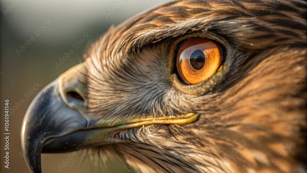 Close-up of a majestic eagle’s eye, capturing the sharp details of its feathers and powerful beak. The golden eye reflects light, exuding strength and intensity, symbolizing the bird's fierce and nobl Close-up of a majestic eagle’s eye, capturing the sharp details of its feathers and powerful beak. The golden eye reflects light, exuding strength and intensity, symbolizing the bird's fierce and nobl