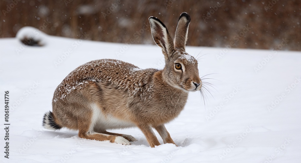 Fototapeta premium Hare in snow 