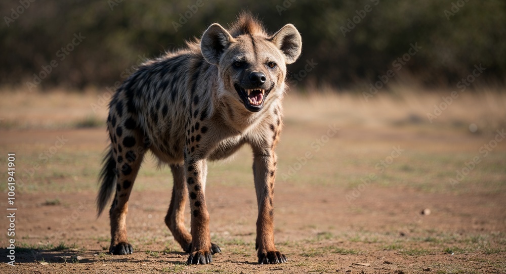 Fototapeta premium Hyena laughing with pack