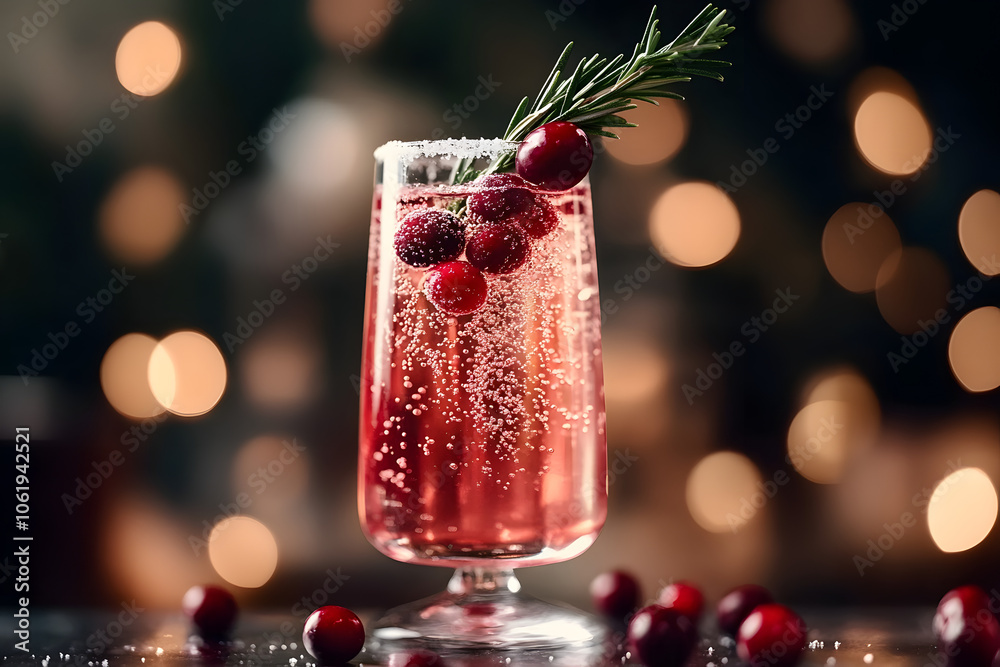 prosecco spritz with a splash of cranberry juice, garnished with sugared cranberries and a rosemary sprig prosecco spritz with a splash of cranberry juice, garnished with sugared cranberries and a rosemary sprig