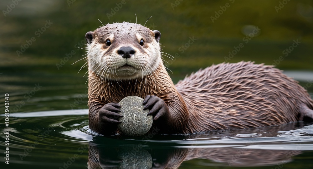 Otter holding a stone Otter holding a stone