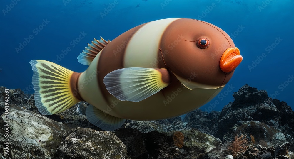 Naklejka premium Pufferfish inflating 