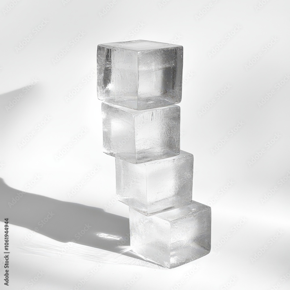 Transparent glass cubes stacked in a minimalist composition Transparent glass cubes stacked in a minimalist composition