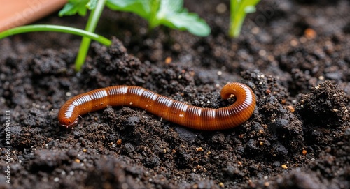 Worm in garden soil 