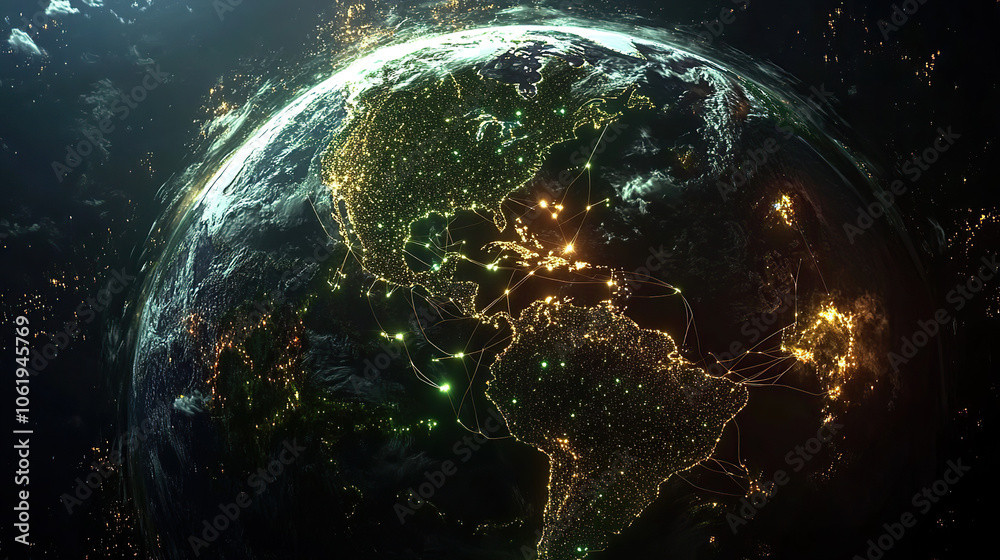 Obraz premium High-Tech Digital Map of Global Connectivity