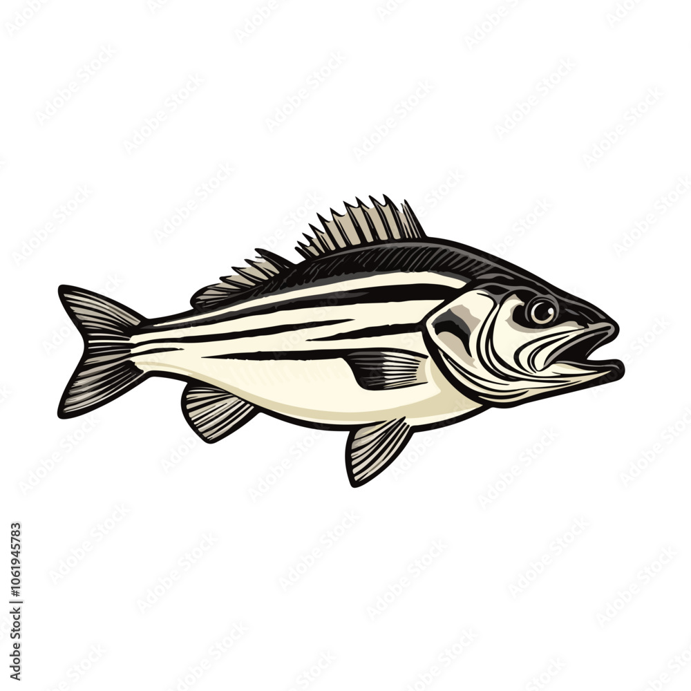 Fototapeta premium Striped Bass fish vector
