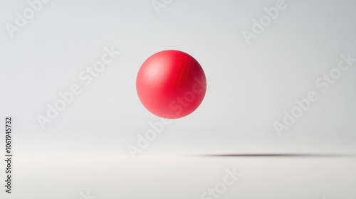 Perfectly round kickball hovering against a seamless white backdrop