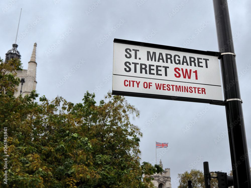 Obraz premium St. Margaret Street sign, City of Westminster, London SW1