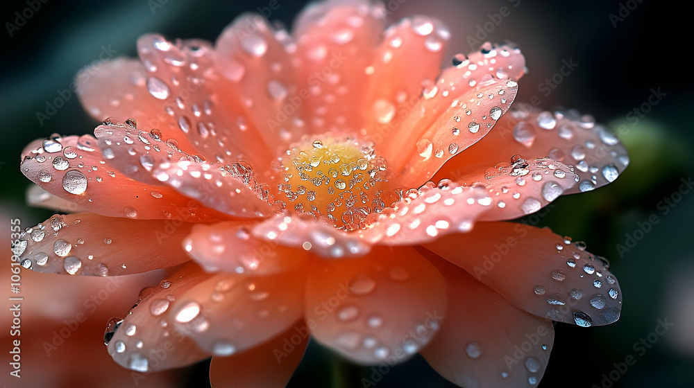 Dew Drops on a Pink Flower - Photo Dew Drops on a Pink Flower - Photo