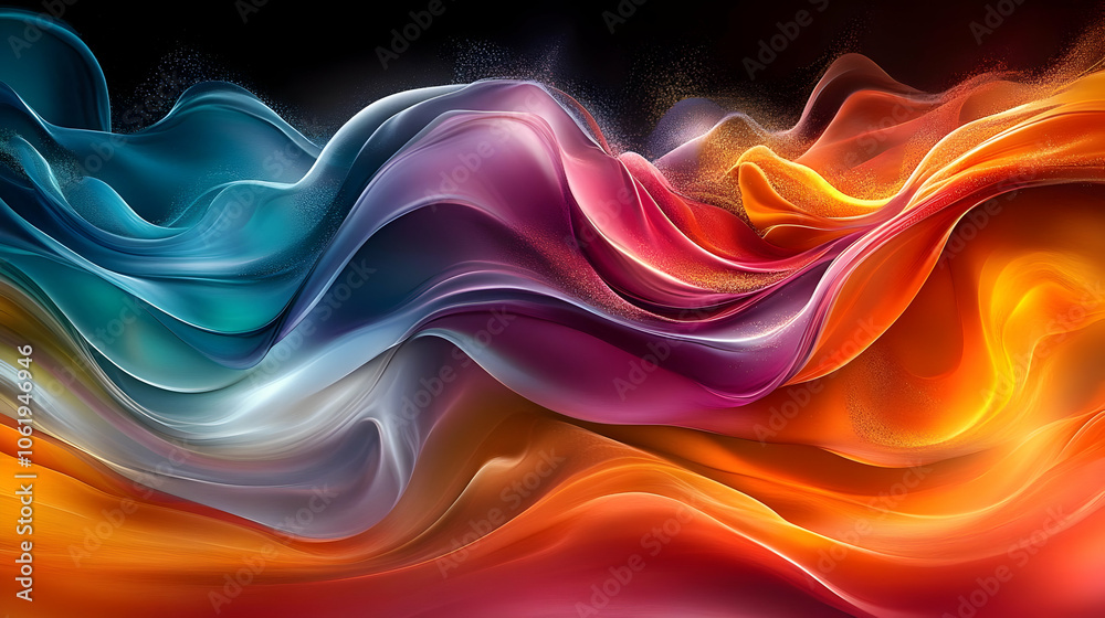Obraz premium Abstract Background with Wavy Shapes and Vibrant Colors