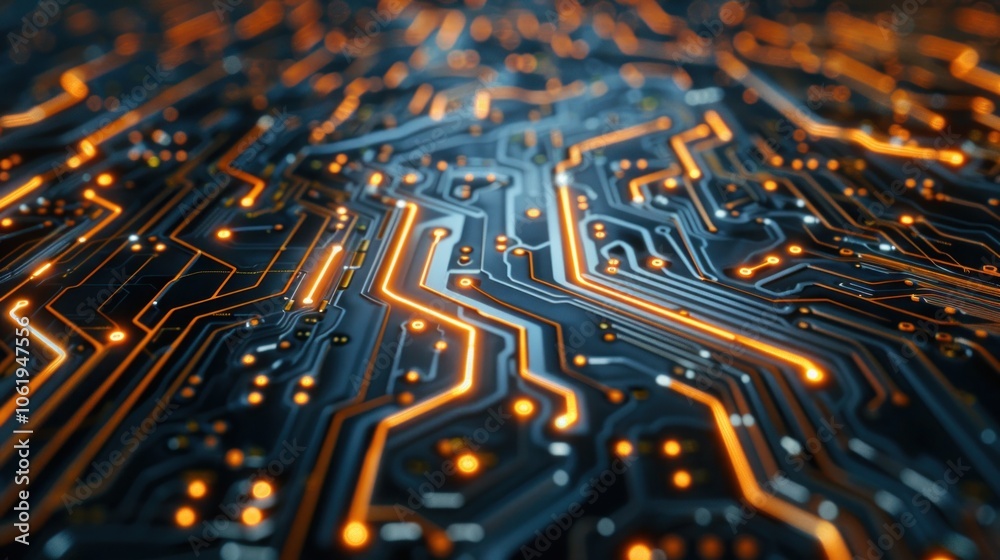 Circuit Board Starting the Process of Information Digitization and Computing .CPU Processor Neon Theme Visualization Circuit Board Starting the Process of Information Digitization and Computing .CPU Processor Neon Theme Visualization