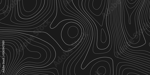 Abstract background wavy topographic line map. Contour geography map grid abstract backdrop. Seamless pattern and banner design. Modern and dynamic feel to topographic mapping vector illustration.