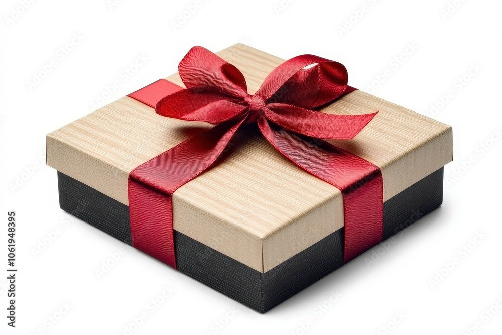Gift Box with Red Ribbon on a Simple Background Gift Box with Red Ribbon on a Simple Background