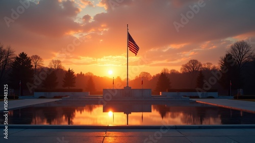Tranquil Evening with Waving Flag in Grassy Field - A Day to Remember