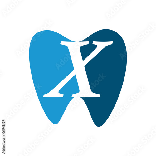 Tooth with initial letter X logo design vector illustration template white background