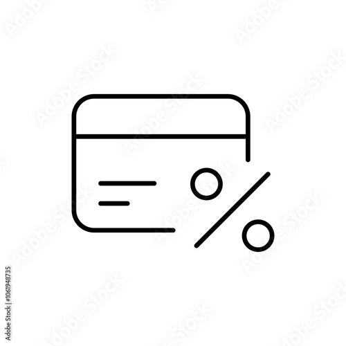 Interest Rate Icon Featuring Credit Card with Percentage Sign, Representing Credit Card Interest Rates, Financial Costs, and Loan Terms