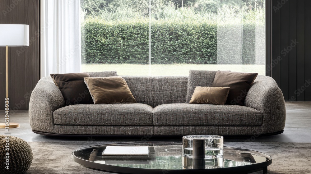 Modern Cozy Sofa in Elegant Living Room Setting Modern Cozy Sofa in Elegant Living Room Setting