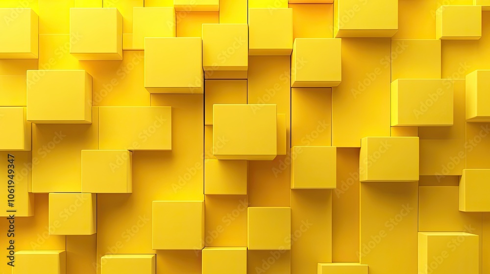 Bright yellow monochrome 3D cubes arranged in a striking design, with a blank center area for product or text displays.
