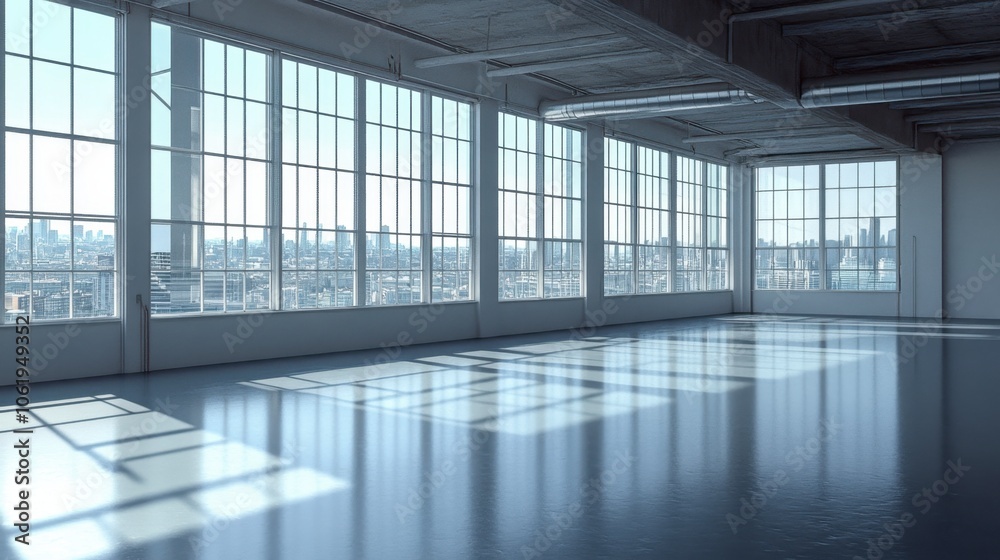 Spacious Modern Interior with City View Spacious Modern Interior with City View