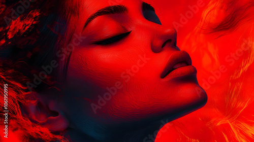 Red digital art with smooth gradients.