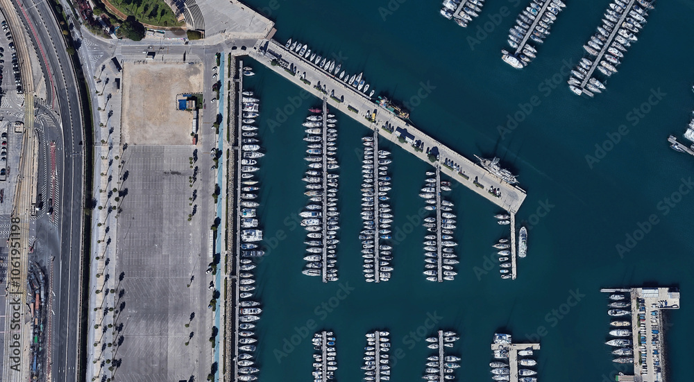 Valencia Port Aerial View, Mediterranean Hub in Spain Valencia Port Aerial View, Mediterranean Hub in Spain