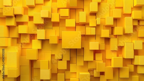 Yellow monochrome 3D cubes forming a textured pattern, with an empty section in the middle for text or product displays.