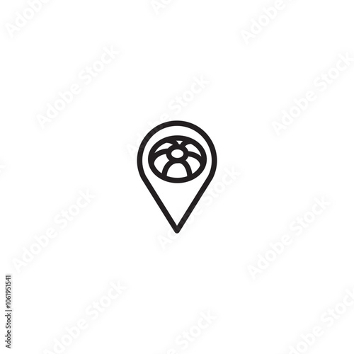 Beach location icon. Beach marker symbol. Beach point graphic. Beach location pin symbol. Minimalist map marker.