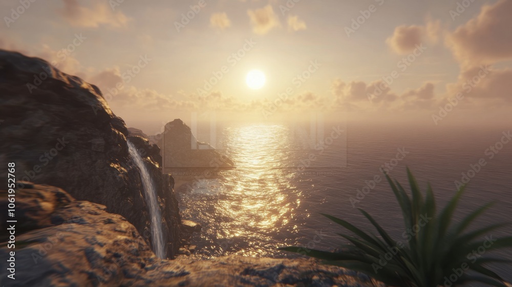 Serene Sunset Over Calm Ocean Waters Serene Sunset Over Calm Ocean Waters