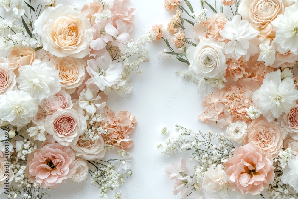 White and Peach Floral Border with Copy Space