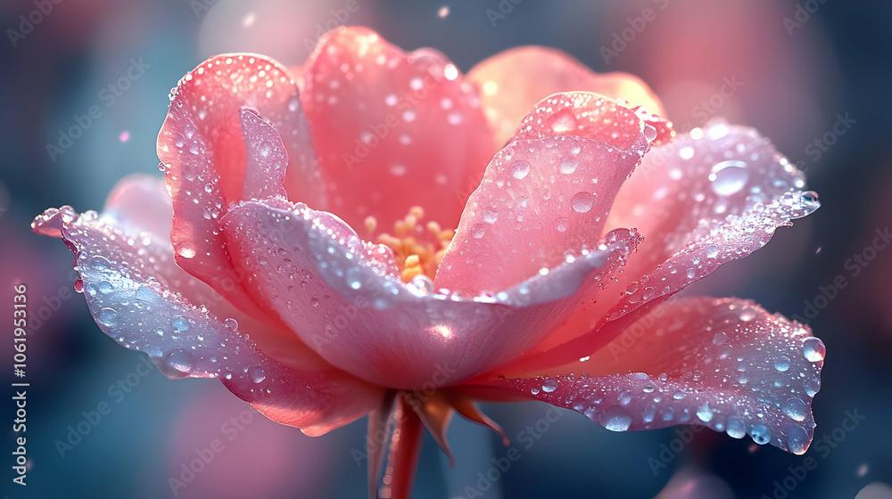 Pink Flower with Dew Drops - Macro Photography Pink Flower with Dew Drops - Macro Photography
