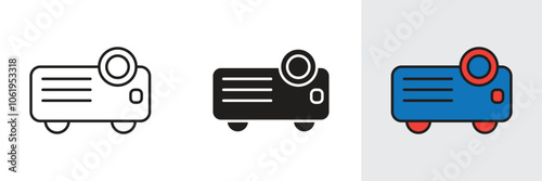 Projector icon vector used for watching movies, business meetings, digital web and entertainment.