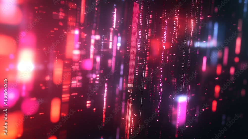Obraz premium Luminescent City Horizons: A Futuristic Holographic Data Stream Metropolis