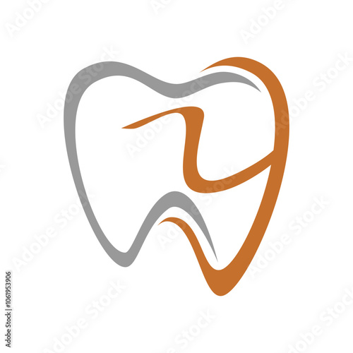 Tooth with initial letter Y logo design vector illustration template. Simple art icon of dental