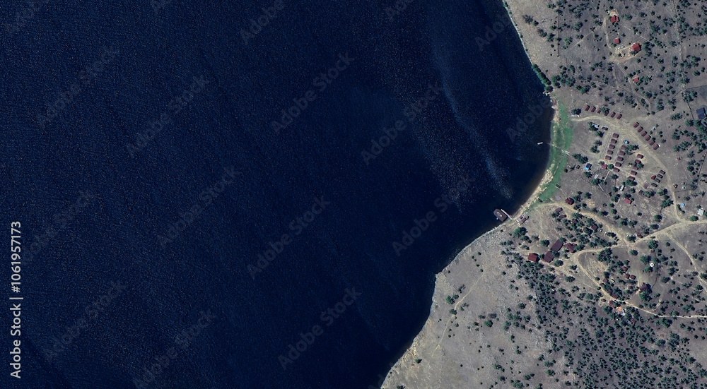 Scenic Aerial View of Baikal Lake and Mountains