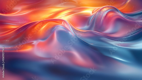 Abstract 3D Background with Red and Blue Wavy Shapes